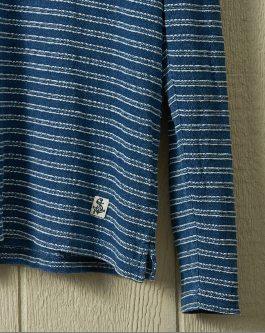 Long Sleeve Indigo Polo