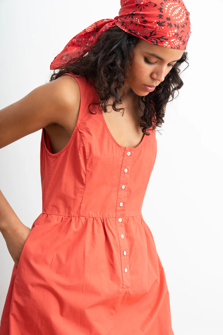 Sierra Button Up Midi Dress | Strawberry