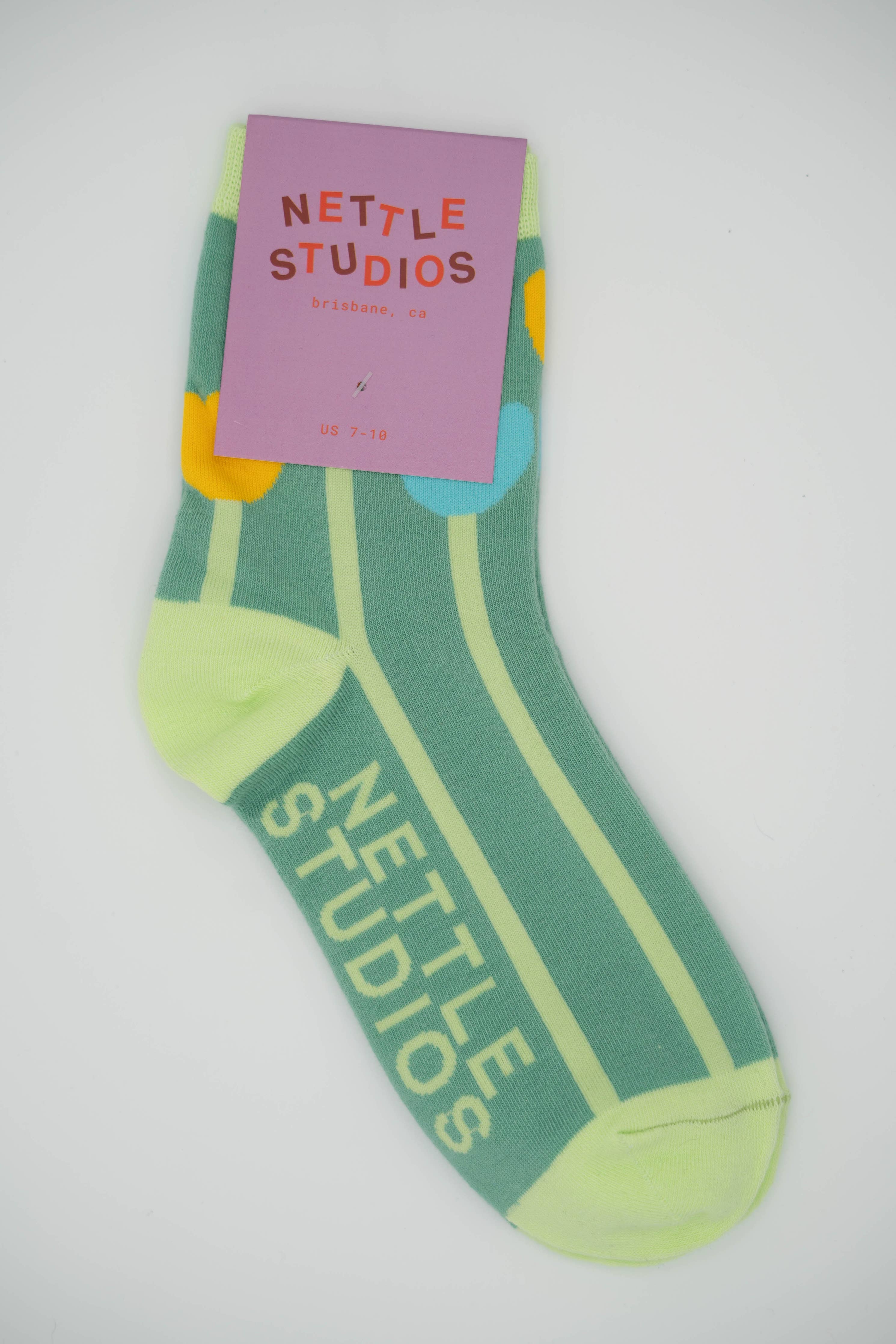 Women’s Cotton Ankle Socks - Primary Tulips