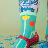Women’s Cotton Ankle Socks - Primary Tulips