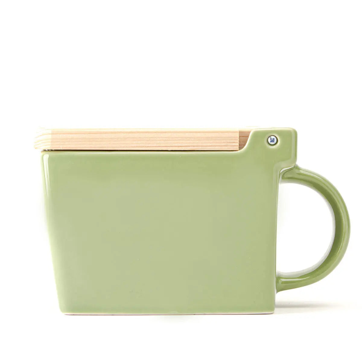 Ceramic Salt Box With Wooden Lid