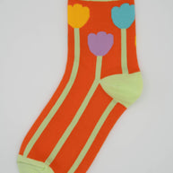Women’s Cotton Ankle Socks - Orange Tulips