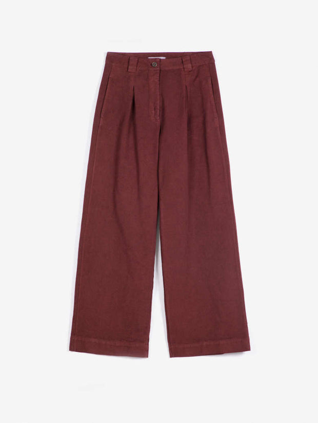 Pleated Twill Wid-Leg Pants