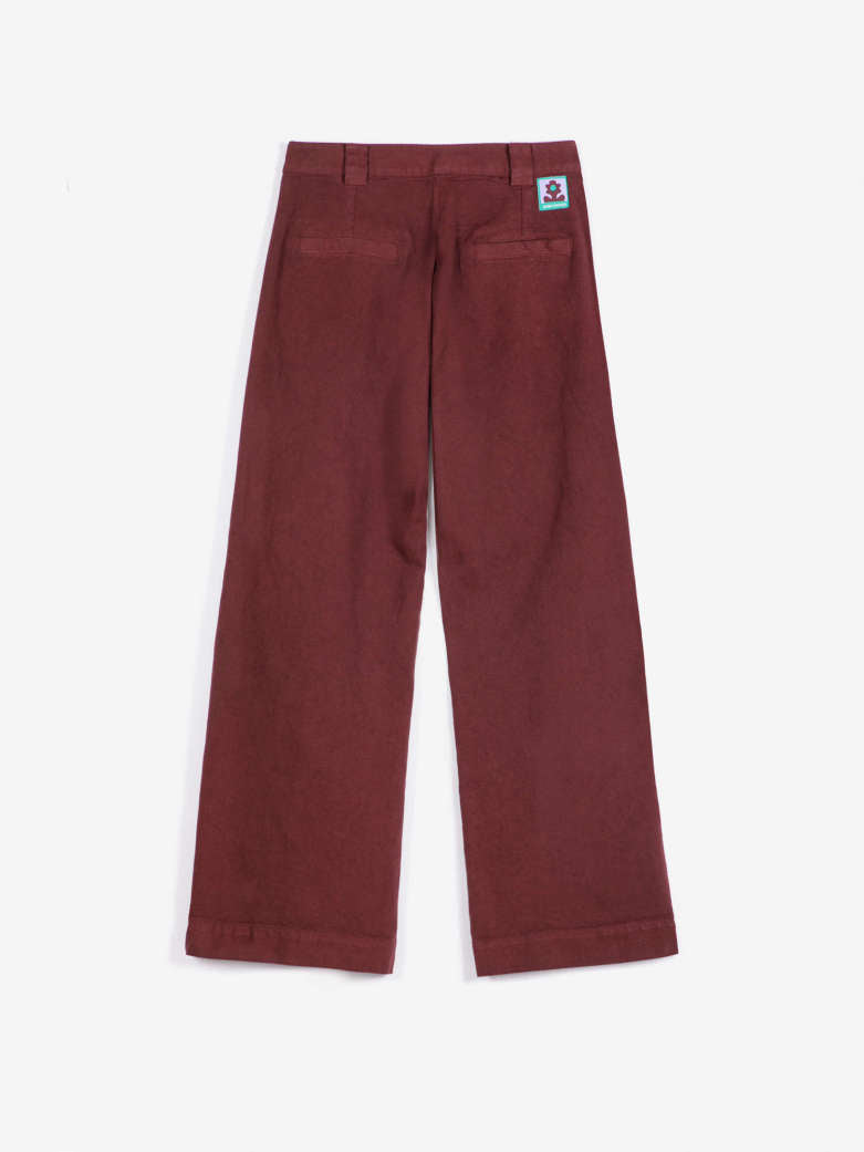 Pleated Twill Wid-Leg Pants