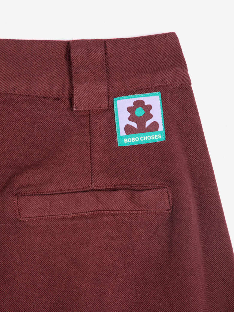 Pleated Twill Wid-Leg Pants