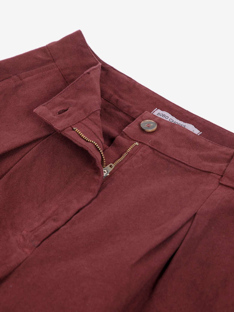 Pleated Twill Wid-Leg Pants