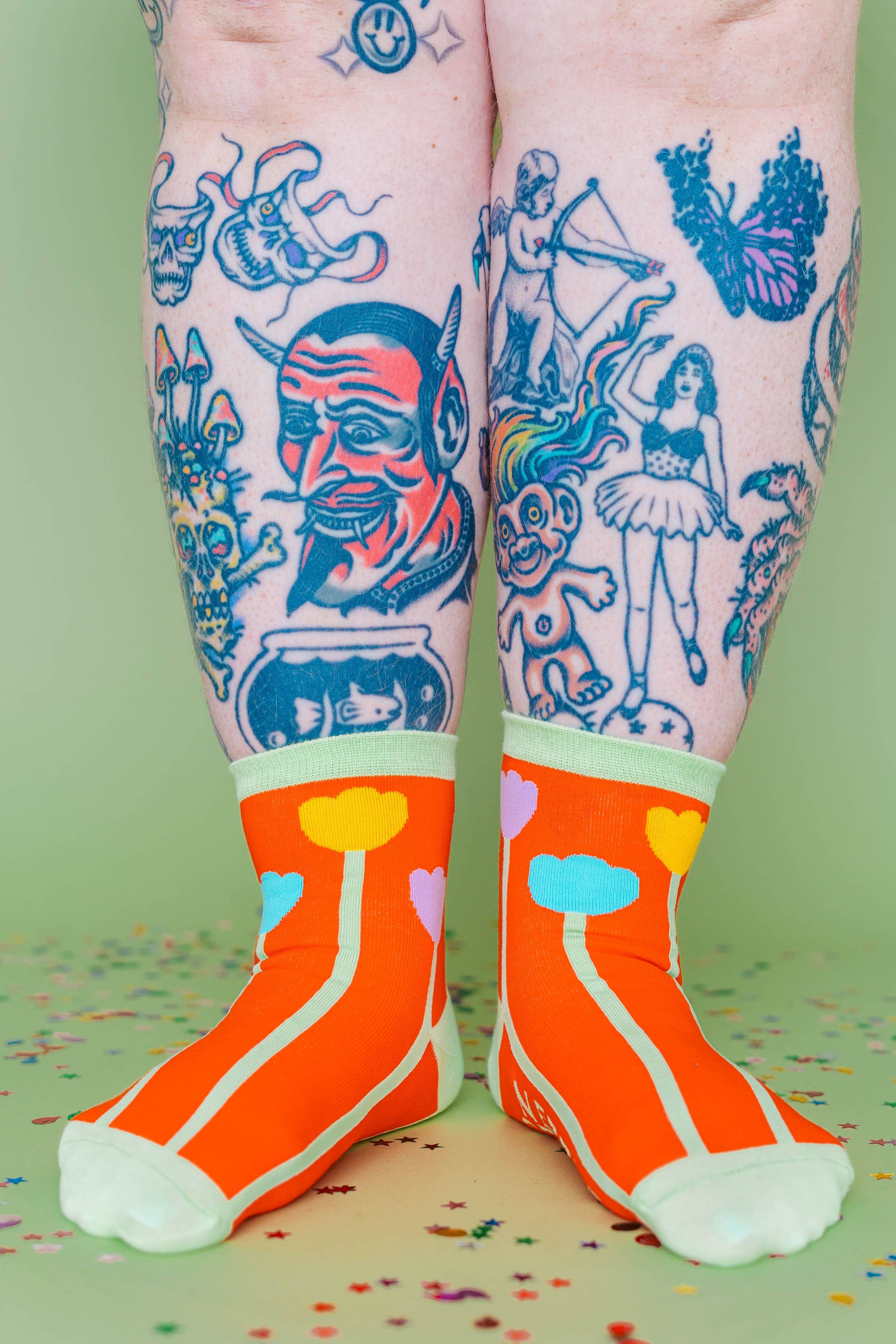 Women’s Cotton Ankle Socks - Orange Tulips