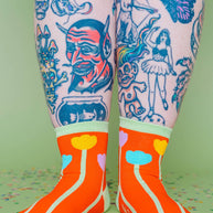 Women’s Cotton Ankle Socks - Orange Tulips