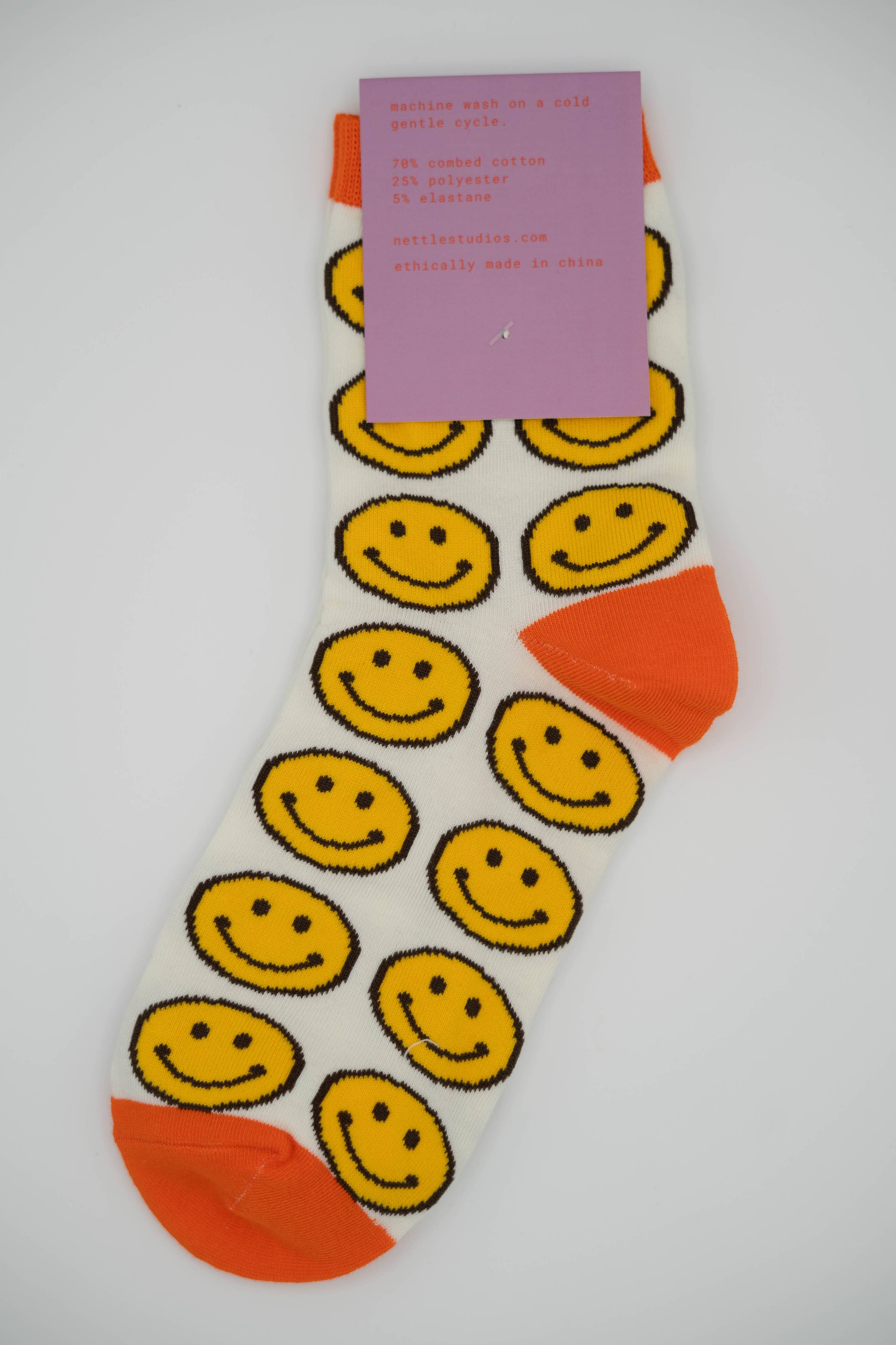 Women’s Cotton Ankle Socks - Classic Smiley Face