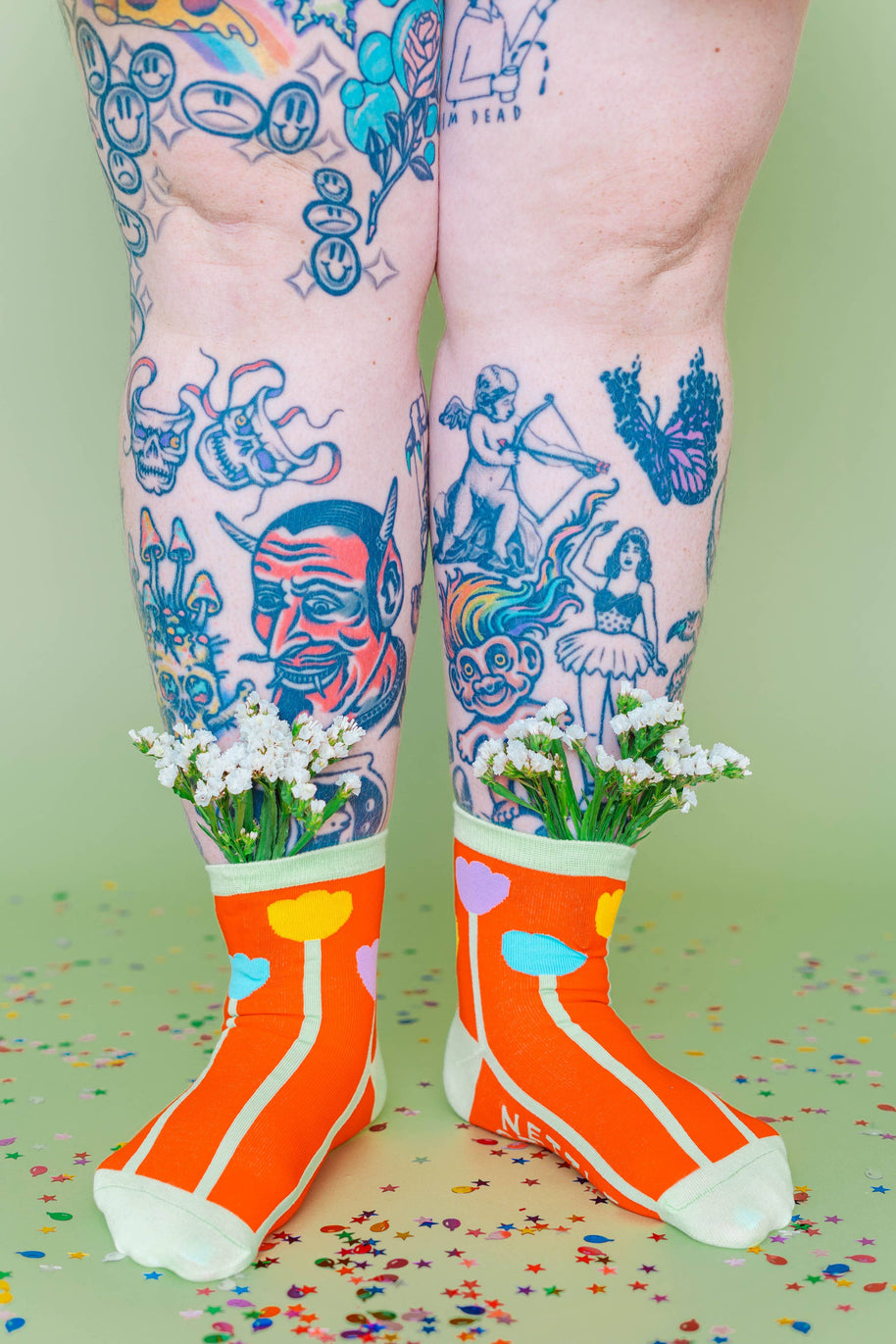Women’s Cotton Ankle Socks - Orange Tulips