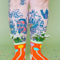Women’s Cotton Ankle Socks - Orange Tulips