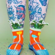 Women’s Cotton Ankle Socks - Orange Tulips
